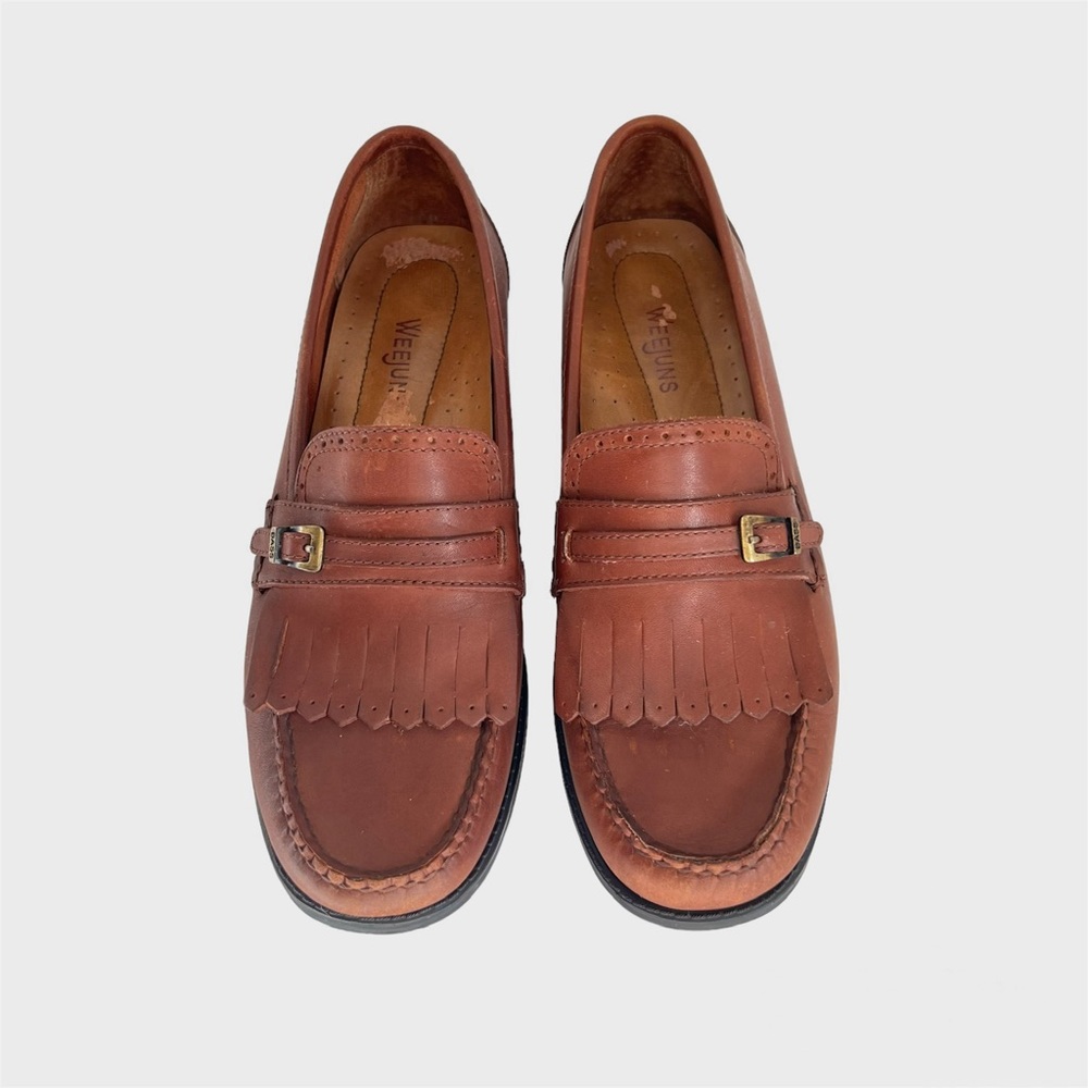 Bass Weejuns Harper Brown Leather Kiltie Loafer Shoes Women’s Size 8.5 M